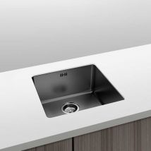 Gresinex - Fregadero Berlin Acero Inox Negro Bajo/Sobre Encimera - 20 Cm Profundidad 50x40