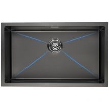Lonheo - Fregadero Cocina de una cubeta 74x44cm, Fregadero Cuadrado de Acero Inoxidable Sobre Encimera o Encastrado, con Desagüe y Sifón