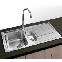 Gresinex - Fregadero Madrid Cuadrado Encastrar 97 x 50 - 1 Seno y Medio - Acero Inox