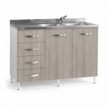 Fregadero de 2 puertas de olmo con cajones sx Cm 120x50xH 85