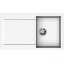 Samet - Fregadero de cocina con cubeta y bandeja recogegotas blanco 86x50 cm - Enigma