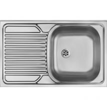 Deante - Fregadero de cocina de sobre encimera de 1 cubeta con escurridor izquierdo tango ZM5011L acero inoxidable cepillado