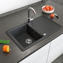 Bergstroem - Fregadero , Negro, 76.5 x 46 cm con tendedero, Bergström