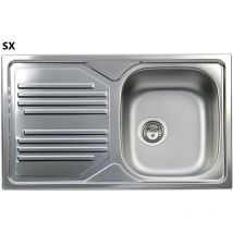 Fregadero encastrable de acero inoxidable, 1 seno, 86 cm, escurridor izquierdo
