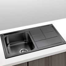 Gresinex - Fregadero Negro Acero Inox 1 Seno y Escurridor 86x50 - Madrid