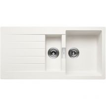 Roca - Fregadero reversible de 2 cubetas de quarzex Color: Blanco