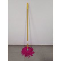 Suinga - Fregona Microfibra max Pro de Hilo Rosa + Palo amarillo 140 cm, Rosca Universal, No Ralla el Suelo, Suelos Lisos No Rugosos