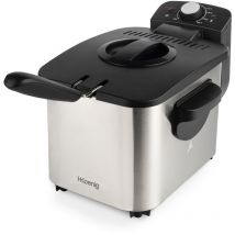Hkoenig - DFX500 Freidora Electrica, Capacidad 3 Litros, Filtro Absorbente Olores, 2200 w, Temperatura Regulable hasta 190 °c, Termostato, Tamaño
