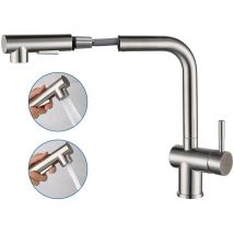 Rubinetto da Cucina Girevole a 360, Rubinetto Cucina Estraibile in Acciaio Inossidabile, Miscelatore Monocomando per Cucina Lavello, Acqua Calda e