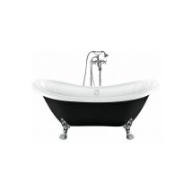 Freistehende Badewanne darlington schwarz Löwenfüße chrom 175