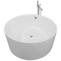 Simba - Weiße freistehende Badewanne, Durchmesser 134 x 60 cm + Säulenhahn – Crystal