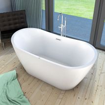 Freistehende Badewanne Wanne F13 180x92cm Whirlpool mit Luftmassage mit Amatur AF02