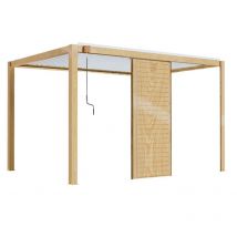 Freistehende bioklimatische Pergola 3 x 4m weiß und 1 Holzklaustrade