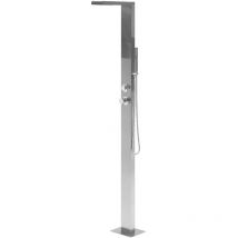 Gartendusche Silber Edelstahl Mit Mischbatterie Kalt- Und Warmwasseranschluss Wasserfall Handbrause Freistehend Modern Außendusche Outdoor