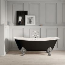 Freistehende Gusseisen Badewanne BRADFORD schwarz 180