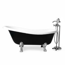 Freistehende Gusseisen Badewanne livingston schwarz Füße chrom 170