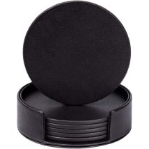 Pu Cuir Dessous De Verre Noir Lot De 6 Avec Titulaire Pour Boire Du Verre Famille Dessous De Verre Ensemble