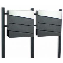 Freistehender Design Doppel Standbriefkasten 18436 Briefkastenanlage Briefkasten mit Zeitungsfach Anthrazit Graphit Optik und Edelstahl Einwurf