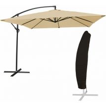 Happy Garden - Freistehender Sonnenschirm molokai quadratisch 2,7x2,7m beige + Hülle