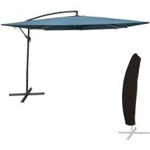 Freistehender Sonnenschirm molokai quadratisch 2,7x2,7m blau grau + Hülle