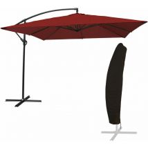 Freistehender Sonnenschirm molokai quadratisch 2,7x2,7m rot + Hülle