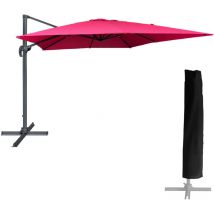 Freistehender Sonnenschirm molokai quadratisch 3x3m fuchsia + Hülle