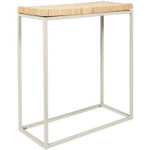 Altobuy - frej - Console avec Plateau Rondins de Bois Piétement Métal Blanc