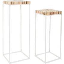 Altobuy - frej - Duo de Sellettes Gigognes Rondins de Bois et Métal Blanc
