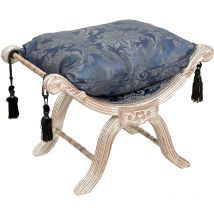 Biscottini - French Louis xvi style bench in solid beech wood - blue and silver