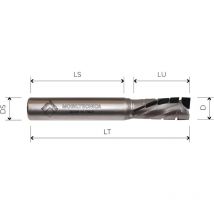 Mobiltecnica - MTEC040.12 - fraise HeLICOÏDALE en diamant Z2+2 angle axial 25° pcd H4, 5 mm corps en densimet .12D12 lu 35 DS12 LT81 z AX25° gau H3,5