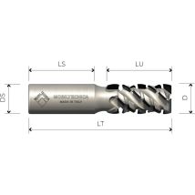 Mtec034.49 - Fraise Hélicoïdale En Diamant Z2+2 Angle Axial 45° Corps En Acier Pcd H4, 5 Mm - Mobiltecnica _ .49_d25 | Lu 71 | Ds25 | Lt136 | Z(2+2)(