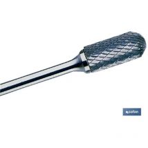 Fresa rotativa cilindrica con radio 6mm. , Fresa rotativa cilíndrica con radio de metal duro y dentado cruzado, con punta cilíndrica con radio y