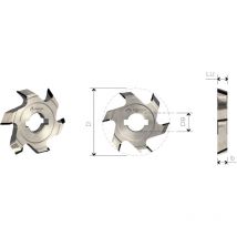 Mobiltecnica - MTECF038.2 - fresas para cantos de diamante para biselar con eje .2D70 lu 9 ZTOT4 DB16 + 2 dkn smuss 45° izq H3
