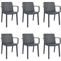 Fresh Set 6 Silla Con Brazos Interior, Exterior Gris Oscuro - Garbar