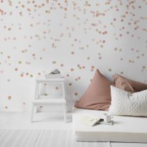 Art For The Home - Papier peint panoramique Confetti 280 x 300cm Rose, doré, blanc