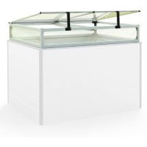 Frühbeetkasten 119x99 cm Frühbeetaufsatz Aufzucht Treibhaus, Aluminium mit Polycarbonat Doppelstegplatten, UV-beständig, inkl. Öffnungsklappen