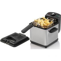 Friggitrice a olio, mini friggitrice, con tecnologia a zona fredda e controllo della temperatura fino a 190°C,con cestello in acciaio inox, finestra