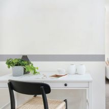 Autocollante Frise adhésive gris à pois blanc, 10 cm x 300 cm - Autocollant décoratif mural intérieur, décoration murale autocollante