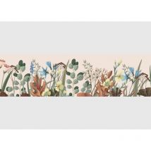 Frise auto-collante beige avec des fleurs