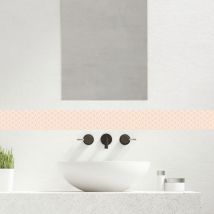 Plage - Frise décorative adhésive, myoshi pêche, éventail orange, rétro, 10 cm x 300 cm