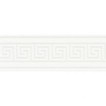 Frise murale tendance style art déco | Frise papier peint à motif grec pour salon | Frise tapisserie moderne blanche pour chambre - 5,00 x 0,13 m