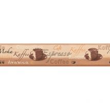 Frise papier peint cuisine marron & beige Frise tapisserie moderne pour cuisine motif tasse café Frise murale pour cuisine