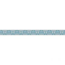 Frise papier peint à motif pour salle de bain Frise tapisserie idéal pour un style baroque Frise murale à motif crème et turquoise