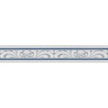 Frise papier peint style baroque Frise tapisserie couleur bleu et blanc pour salle de bain Frise murale vintage élégante