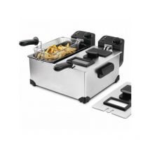 Hkoenig - Friteuse Electrique DFX600 - double bac 2x3L - 3600W - 2 thermostats indépendants - Paniers amovibles - Filtres anti-odeurs - Acie