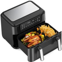 Friteuse Sans Huile 12l - Panier Flexible - Écran Led - Cuisson 360° Sans Huile - 10 Programmes - Fenêtre Transparente - Air Fryer
