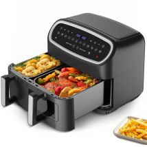 Circlio - Friteuse sans Huile Air Fryer Chaud Dual Zone 10L (6L+4L) - 2800W - 12 Programmes Prédéfinis - Minuterie - 2 Paniers - Noir