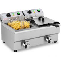 Edelstahl Gastronomie Elektro Fritteuse Kapazität 2 x 10 l Kaltzone 3000 w