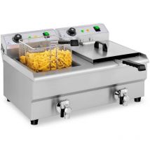 Fritteuse Fritöse Edelstahl Gastro Elektrische Kapazität 2 x 13 L Kaltzone