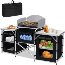 Cuisine de Camping Extérieure, Rangement Tissu Pliable (174x46x110cm) - Froadp